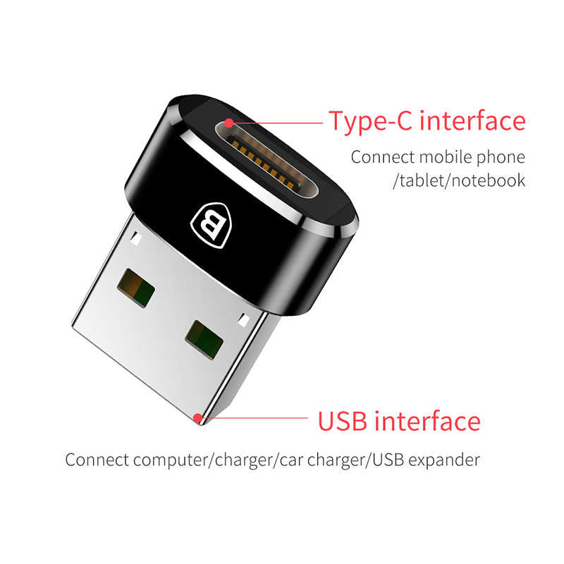 Usb Male To Type-C Female Adapter Converter Black